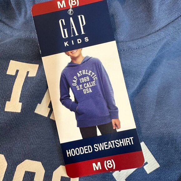 Gap Unisex Kid Size M (8) Blue 1969 San Francisco‎ Logo Hooded Sweatshirt NWT - Picture 6 of 10